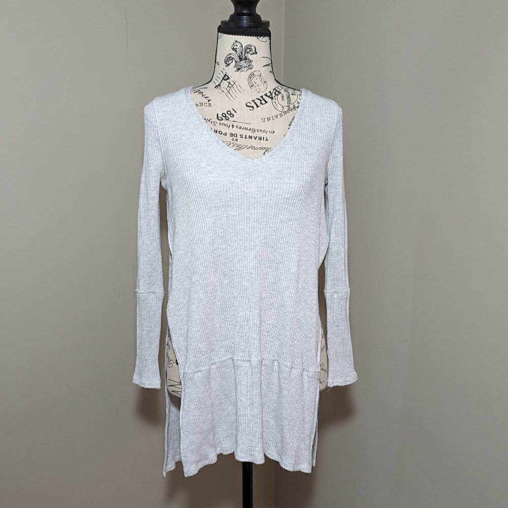 We the Free People Ribbed Sweater Top Gray XS